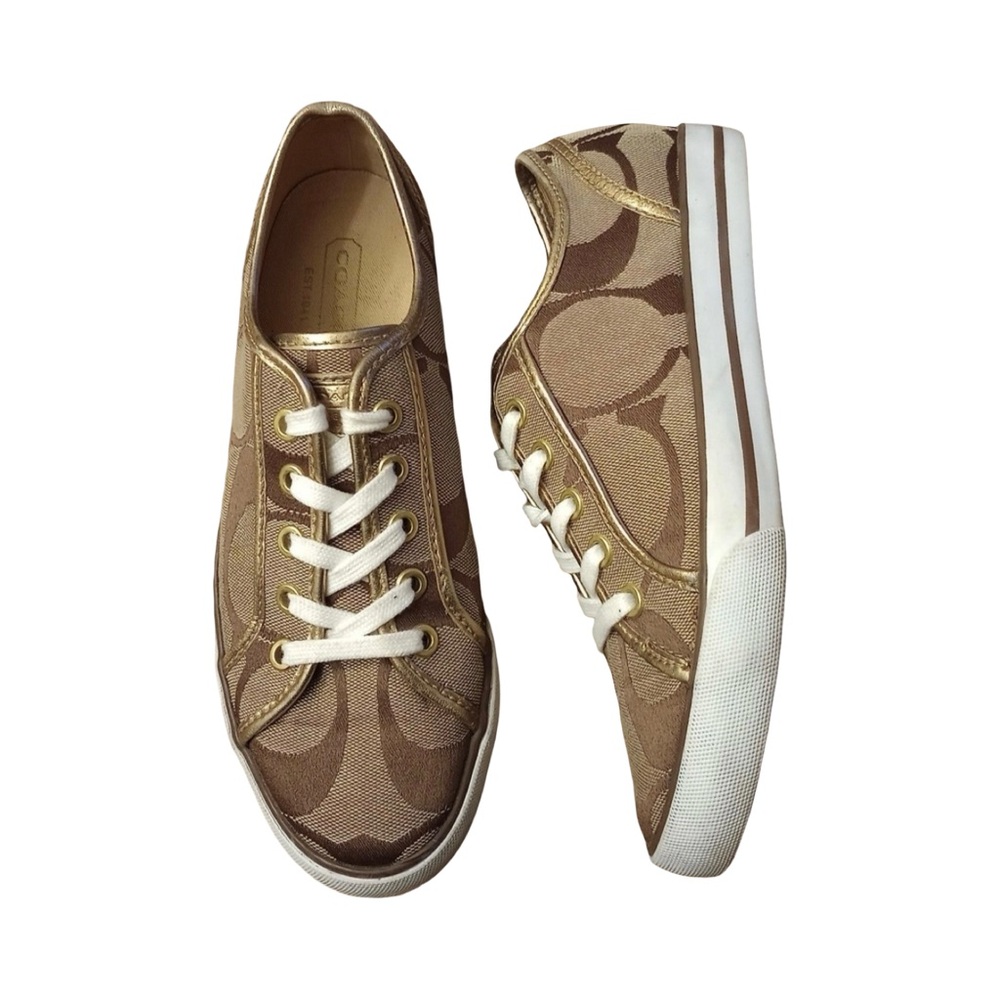 Coach Daliah Signature C Sneakers Women’s Size 7 Tan Gold Monogram - Picture 5 of 11